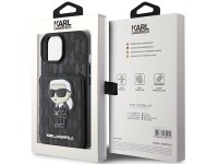Karl Lagerfeld Saffiano Cardslots and Stand Monogram Ikonik Patch case for iPhone 15 - black Karl Lagerfeld Saffiano Cardslots and Stand Monogram Ikonik Patch case for iPhone 15 - black