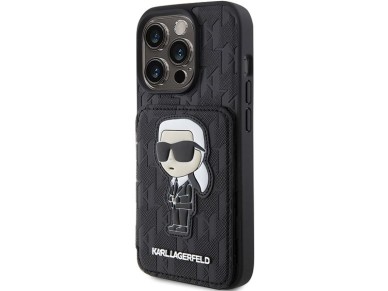 Karl Lagerfeld Saffiano Cardslots and Stand Monogram Ikonik Patch case for iPhone 15 Pro - black Karl Lagerfeld Saffiano Cardslots and Stand Monogram Ikonik Patch case for iPhone 15 Pro - black