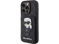 Capa Karl Lagerfeld Saffiano Cardslots and Stand Monogram Ikonik Patch para iPhone 15 Pro - preta Capa Karl Lagerfeld Saffiano Cardslots and Stand Monogram Ikonik Patch para iPhone 15 Pro - preta