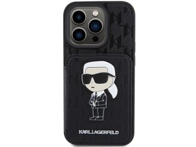 Karl Lagerfeld Saffiano Cardslots and Stand Monogram Ikonik Patch case for iPhone 15 Pro - black Karl Lagerfeld Saffiano Cardslots and Stand Monogram Ikonik Patch case for iPhone 15 Pro - black