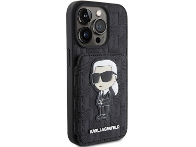 Karl Lagerfeld Saffiano Cardslots and Stand Monogram Ikonik Patch case for iPhone 15 Pro - black Karl Lagerfeld Saffiano Cardslots and Stand Monogram Ikonik Patch case for iPhone 15 Pro - black