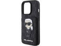Capa Karl Lagerfeld Saffiano Cardslots and Stand Monogram Ikonik Patch para iPhone 15 Pro - preta Capa Karl Lagerfeld Saffiano Cardslots and Stand Monogram Ikonik Patch para iPhone 15 Pro - preta