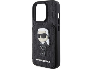 Karl Lagerfeld Saffiano Cardslots and Stand Monogram Ikonik Patch case for iPhone 15 Pro - black Karl Lagerfeld Saffiano Cardslots and Stand Monogram Ikonik Patch case for iPhone 15 Pro - black