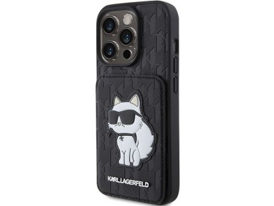 Karl Lagerfeld Saffiano Cardslots and Stand Monogram Choupette Case for iPhone 15 Pro - Black Karl Lagerfeld Saffiano Cardslots and Stand Monogram Choupette Case for iPhone 15 Pro - Black