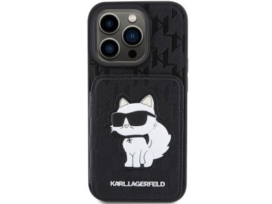 Karl Lagerfeld Saffiano Cardslots and Stand Monogram Choupette Case for iPhone 15 Pro - Black Karl Lagerfeld Saffiano Cardslots and Stand Monogram Choupette Case for iPhone 15 Pro - Black