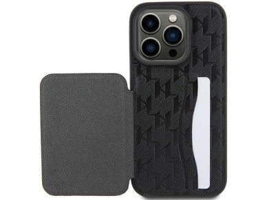 Karl Lagerfeld Saffiano Cardslots and Stand Monogram Choupette Case for iPhone 15 Pro - Black Karl Lagerfeld Saffiano Cardslots and Stand Monogram Choupette Case for iPhone 15 Pro - Black