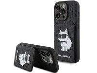 Capa Karl Lagerfeld Saffiano com compartimentos para cartões e suporte Monogram Choupette para iPhon Capa Karl Lagerfeld Saffiano com compartimentos para cartões e suporte Monogram Choupette para iPhon