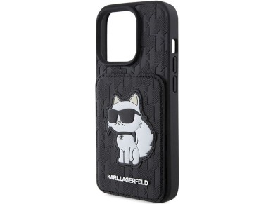 Karl Lagerfeld Saffiano Cardslots and Stand Monogram Choupette Case for iPhone 15 Pro Max - Black Karl Lagerfeld Saffiano Cardslots and Stand Monogram Choupette Case for iPhone 15 Pro Max - Black