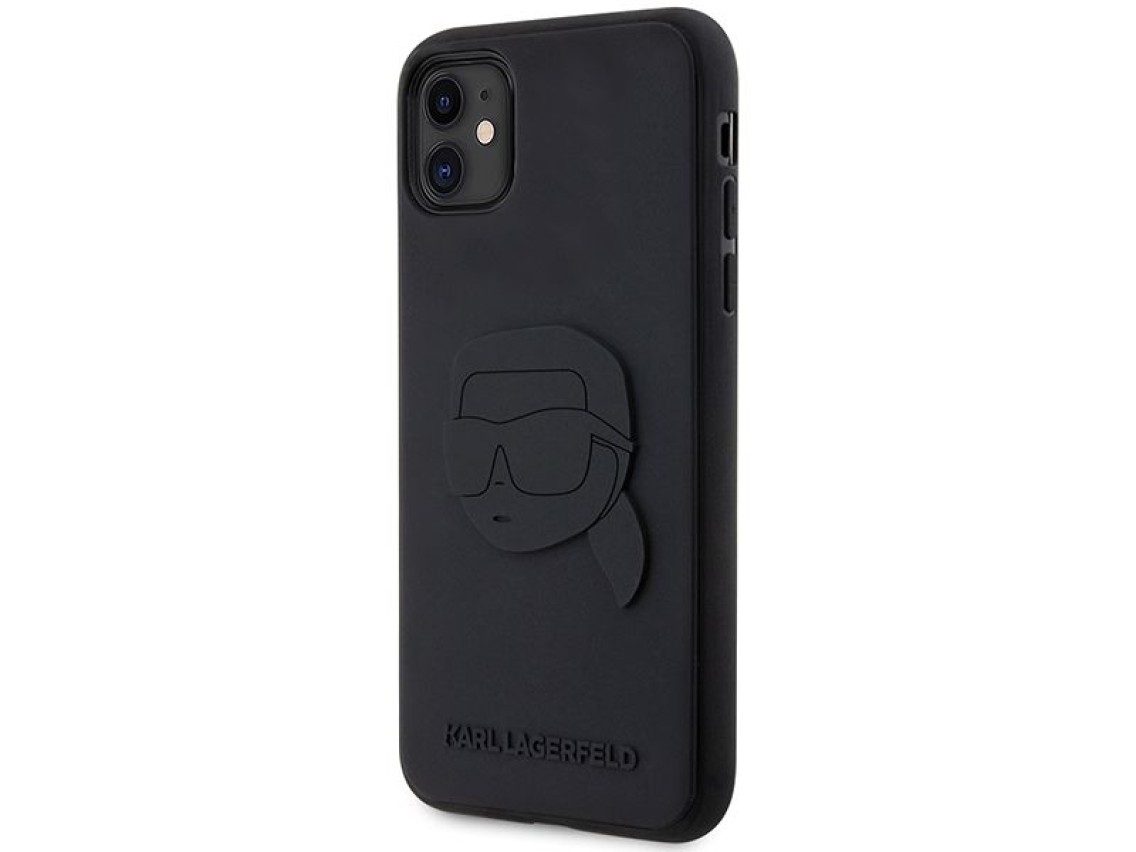 Funda rígida Karl Lagerfeld KLHCN613DRKNK para iPhone 11/Xr de 6,1" en color negro/negro, con diseño