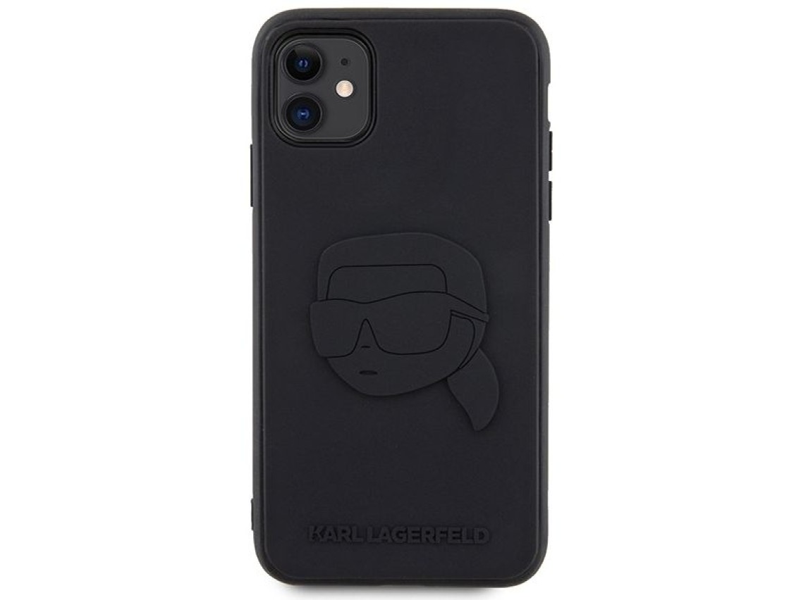 Funda rígida Karl Lagerfeld KLHCN613DRKNK para iPhone 11/Xr de 6,1" en color negro/negro, con diseño