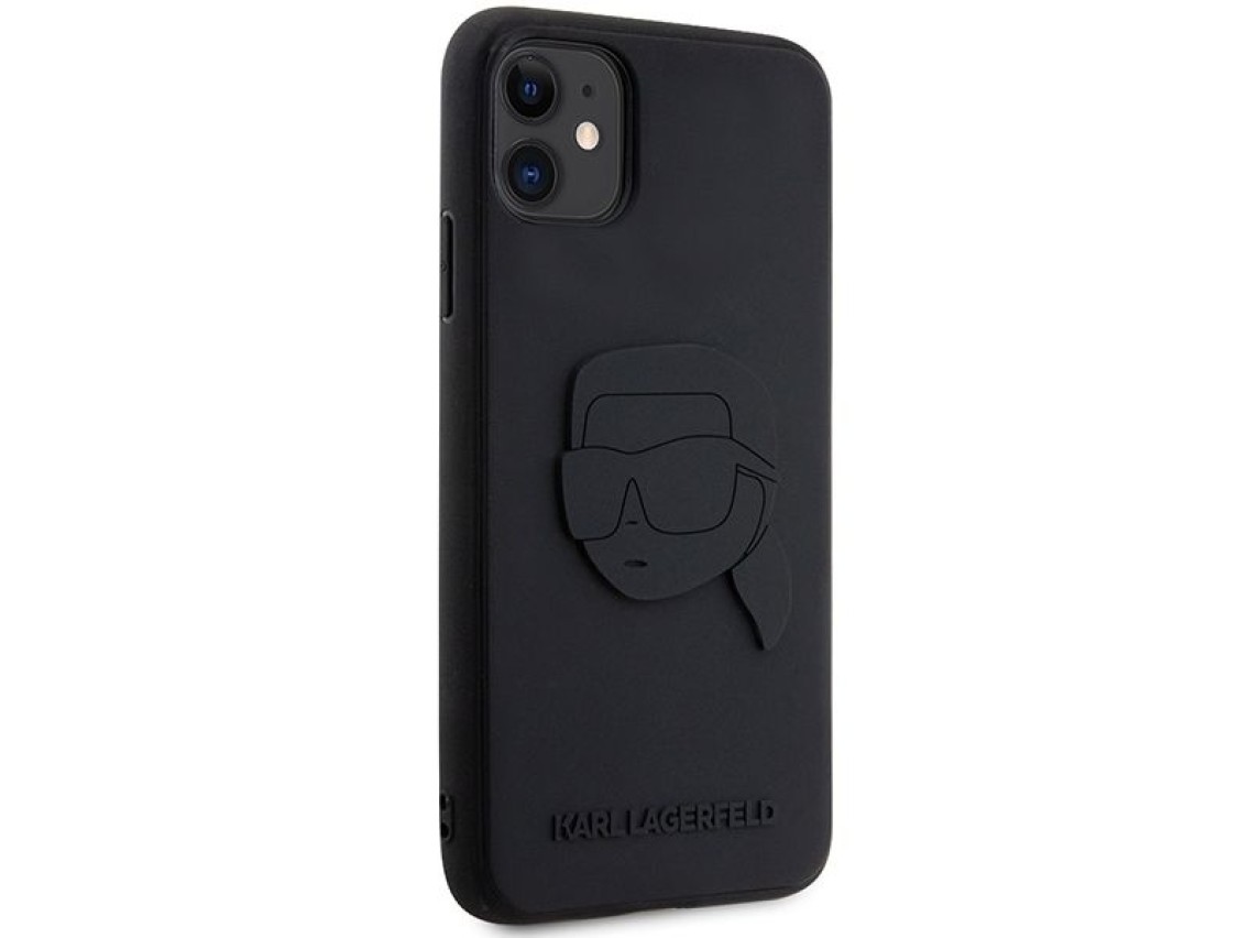 Funda rígida Karl Lagerfeld KLHCN613DRKNK para iPhone 11/Xr de 6,1" en color negro/negro, con diseño