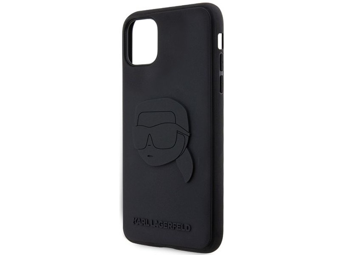 Funda rígida Karl Lagerfeld KLHCN613DRKNK para iPhone 11/Xr de 6,1" en color negro/negro, con diseño