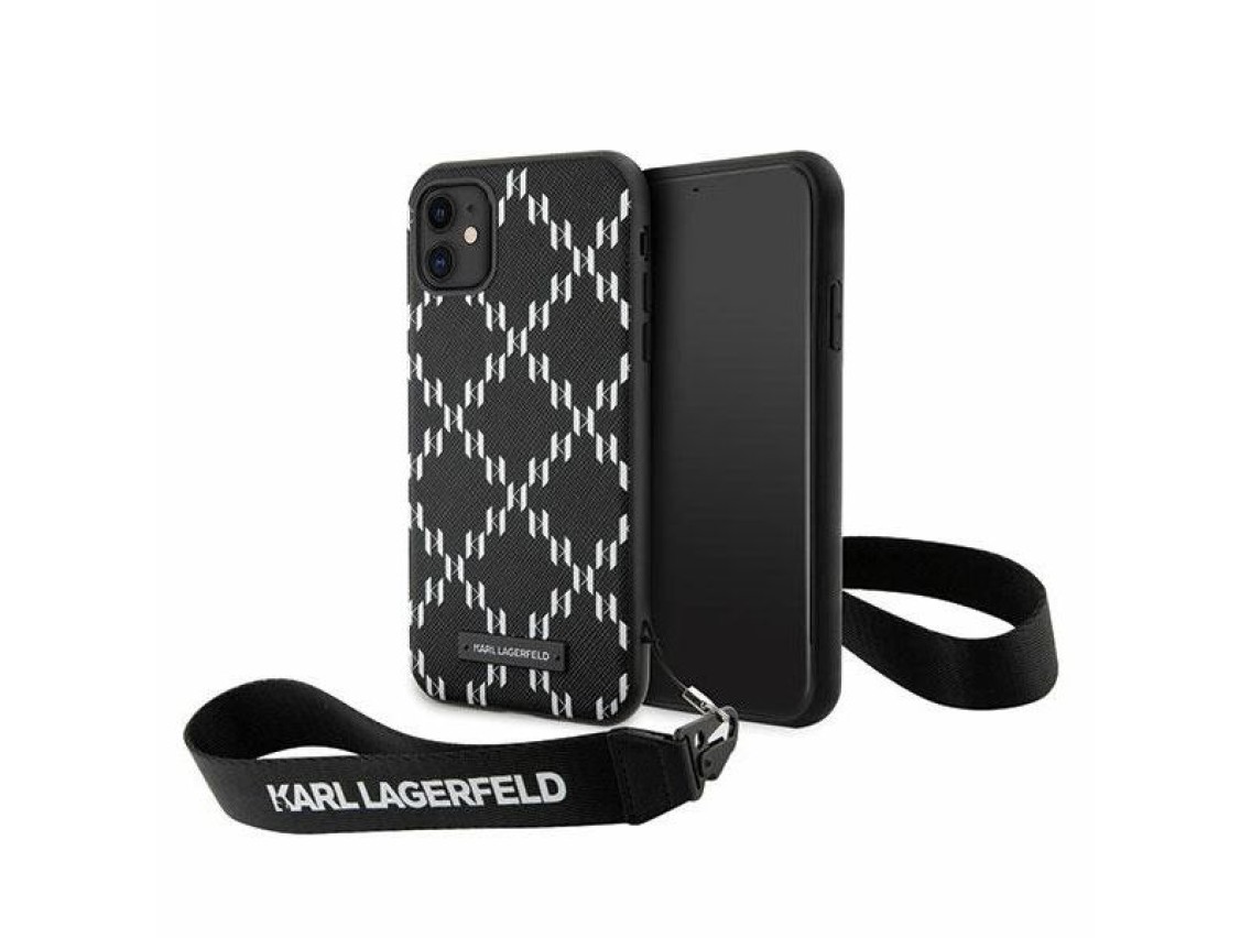 Karl Lagerfeld KLHCN61SAKLMBSK iPhone 11 / Xr 6.1" negro/negro estuche rígido Monogram Losange Saffi