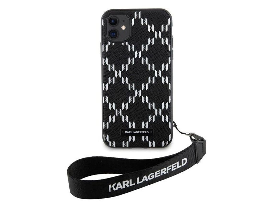 Karl Lagerfeld KLHCN61SAKLMBSK iPhone 11 / Xr 6.1" negro/negro estuche rígido Monogram Losange Saffi