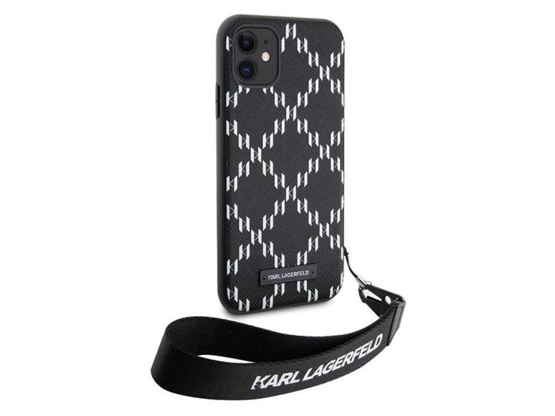 Karl Lagerfeld KLHCN61SAKLMBSK iPhone 11 / Xr 6.1" negro/negro estuche rígido Monogram Losange Saffi