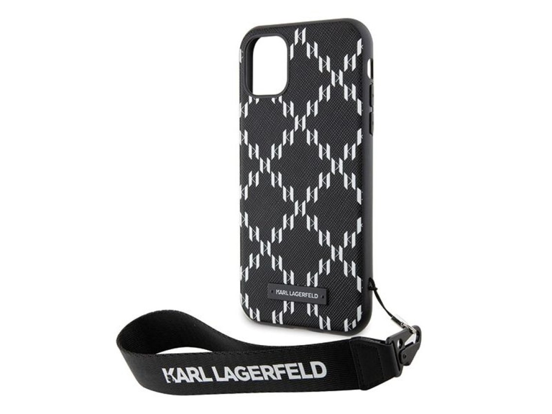Karl Lagerfeld KLHCN61SAKLMBSK iPhone 11 / Xr 6.1" negro/negro estuche rígido Monogram Losange Saffi