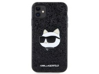 Funda r�gida negra Karl Lagerfeld KLHCN61G2CPK para iPhone 11/Xr de 6,1" con parche Glitter Choupett