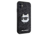 Funda r�gida negra Karl Lagerfeld KLHCN61G2CPK para iPhone 11/Xr de 6,1" con parche Glitter Choupett