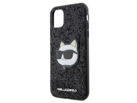 Funda r�gida negra Karl Lagerfeld KLHCN61G2CPK para iPhone 11/Xr de 6,1" con parche Glitter Choupett
