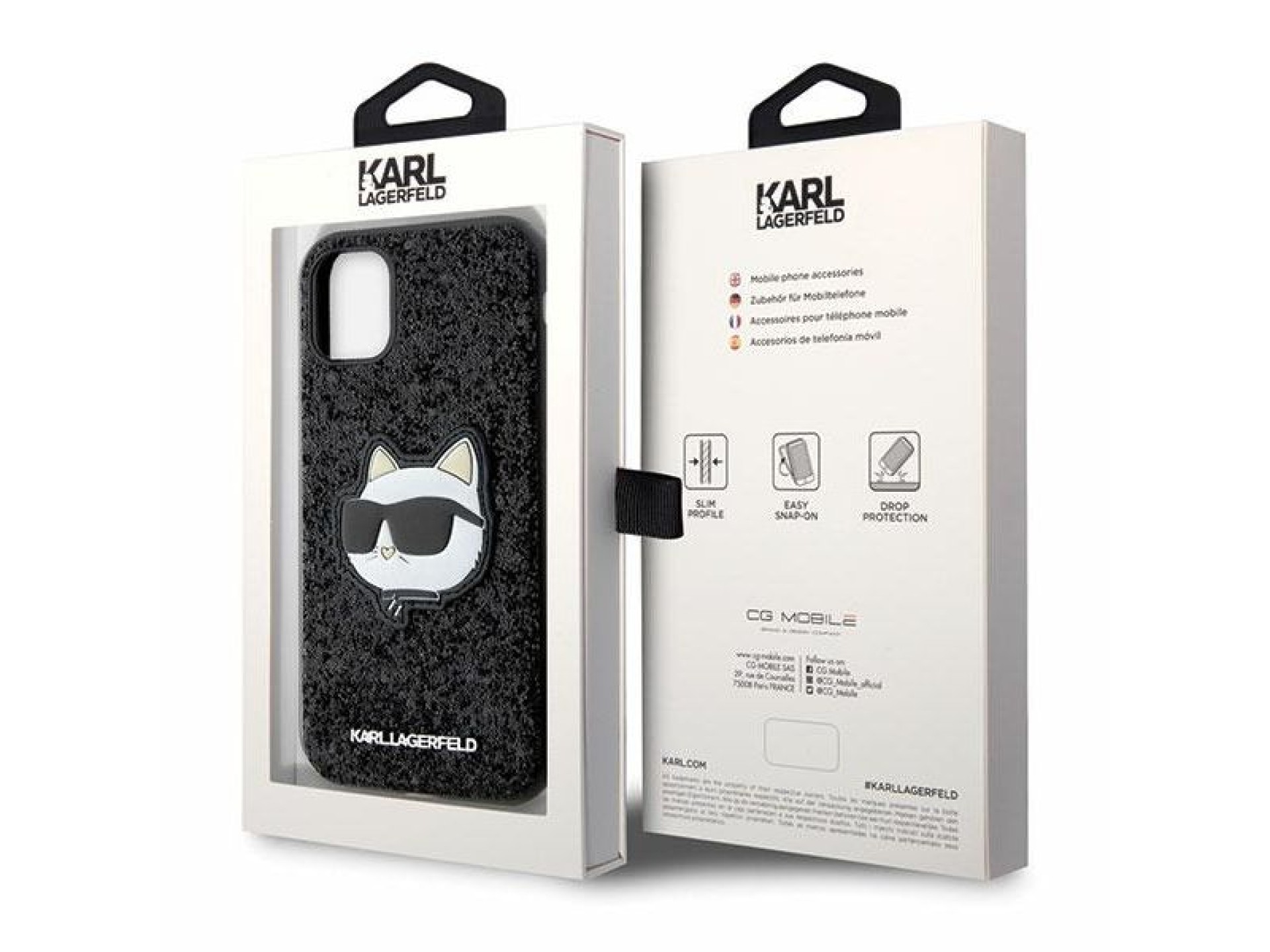 Funda rígida negra Karl Lagerfeld KLHCN61G2CPK para iPhone 11/Xr de 6,1