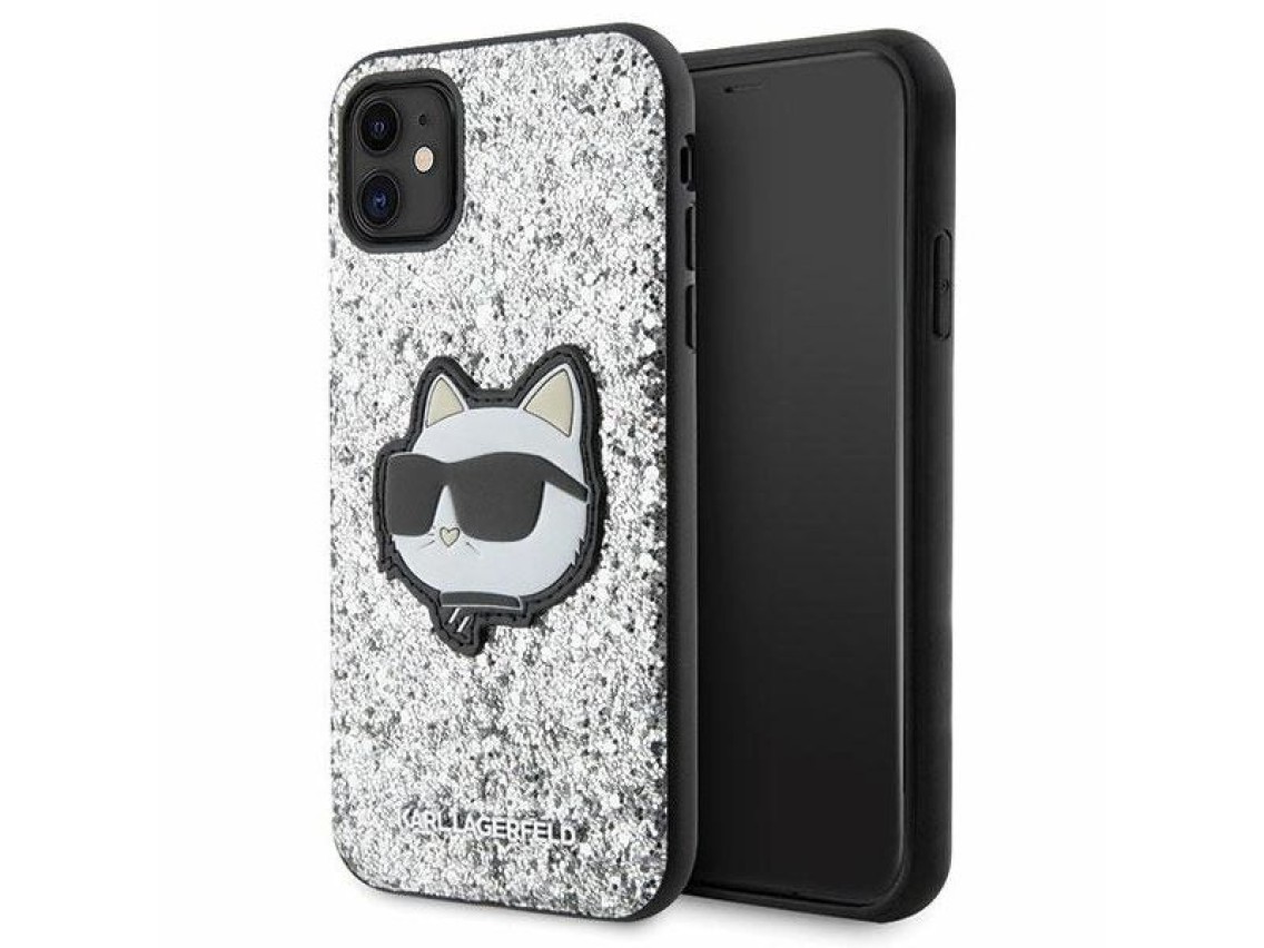 Karl Lagerfeld KLHCN61G2CPS iPhone 11 / Xr 6.1" silver/silver hardcase Glitter Choupette Patch