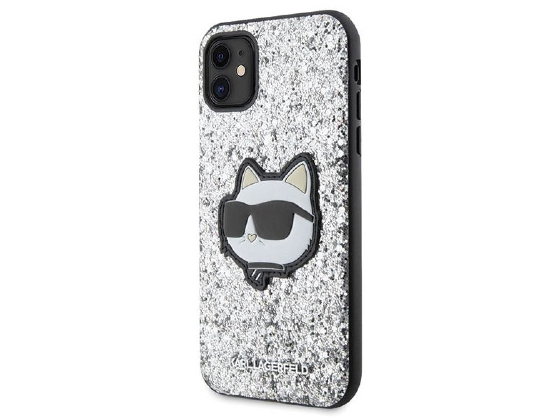 Karl Lagerfeld KLHCN61G2CPS iPhone 11 / Xr 6.1" silver/silver hardcase Glitter Choupette Patch