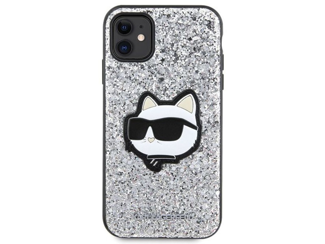 Karl Lagerfeld KLHCN61G2CPS iPhone 11 / Xr 6.1" silver/silver hardcase Glitter Choupette Patch