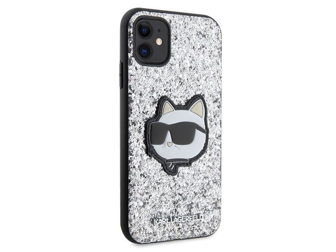 Karl Lagerfeld KLHCN61G2CPS iPhone 11 / Xr 6.1" silver/silver hardcase Glitter Choupette Patch