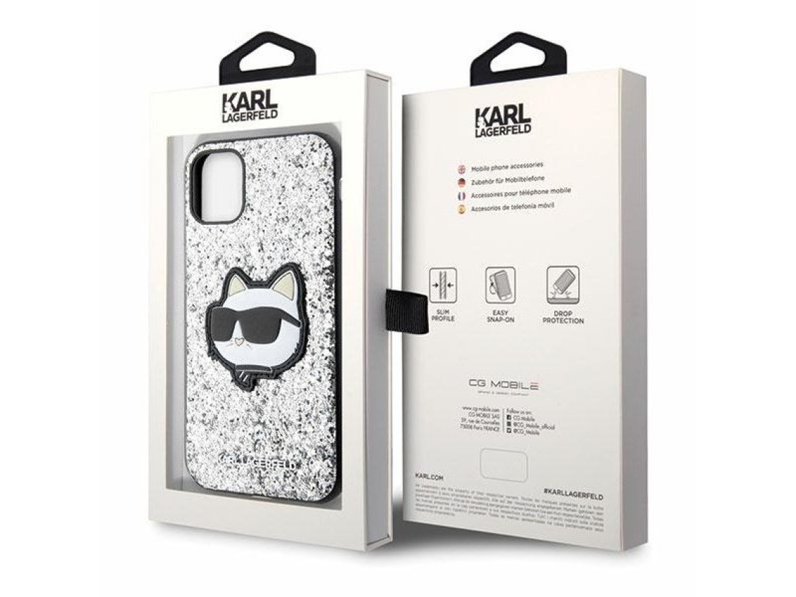 Karl Lagerfeld KLHCN61G2CPS iPhone 11 / Xr 6.1" silver/silver hardcase Glitter Choupette Patch