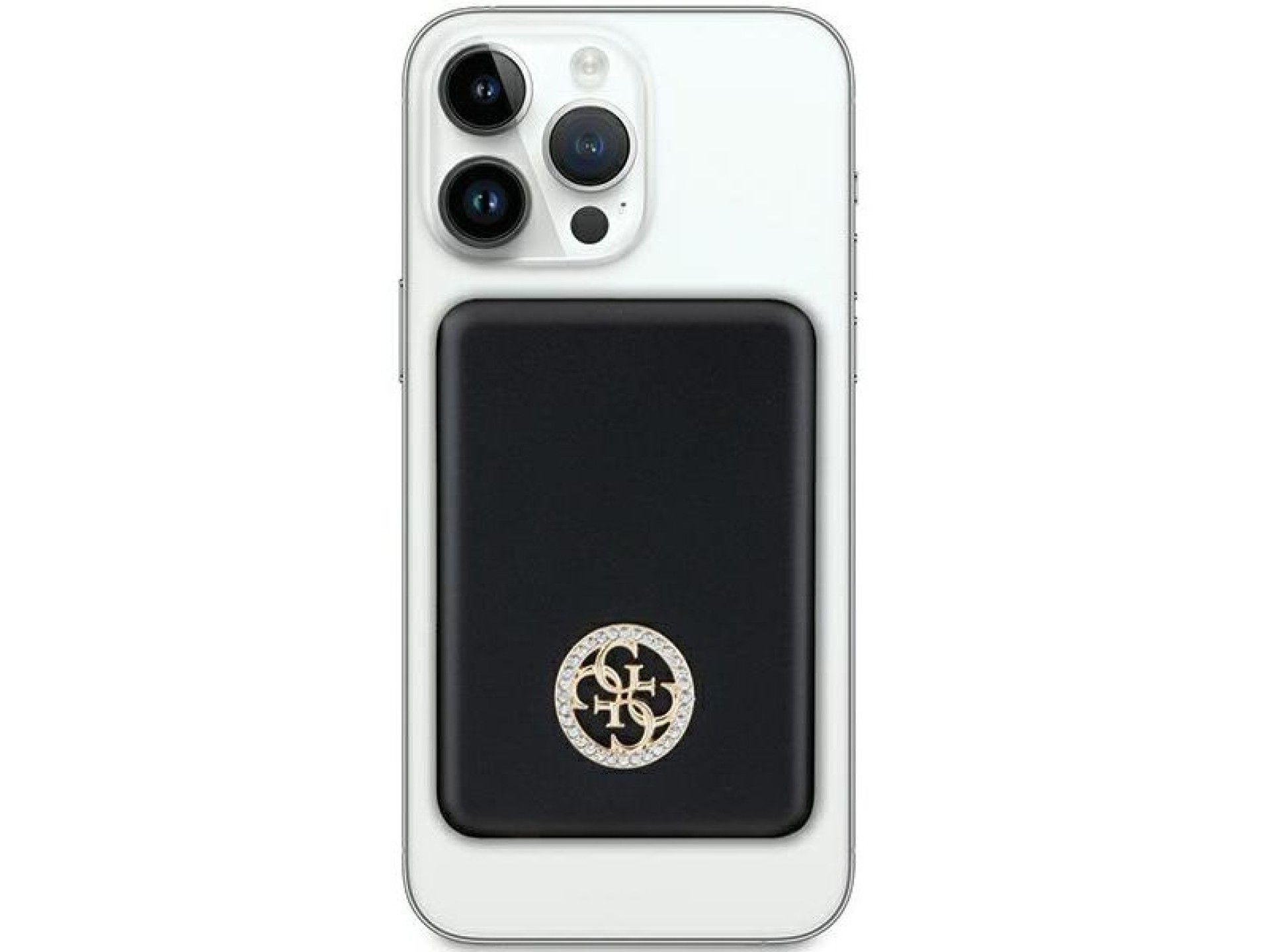 Carregador portátil Guess MagSafe 4G com logotipo metálico strass, 5W, 3000mAh - preto