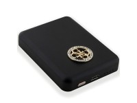 Carregador portátil Guess MagSafe 4G com logotipo metálico strass, 5W, 3000mAh - preto Carregador portátil Guess MagSafe 4G com logotipo metálico strass, 5W, 3000mAh - preto