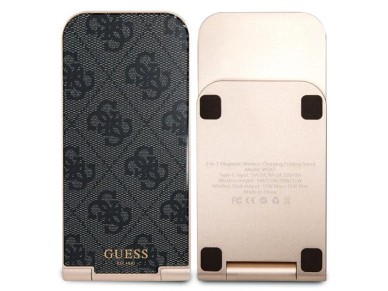 Guess 4G Pattern MagSafe foldable 2in1 15W inductive charger - black