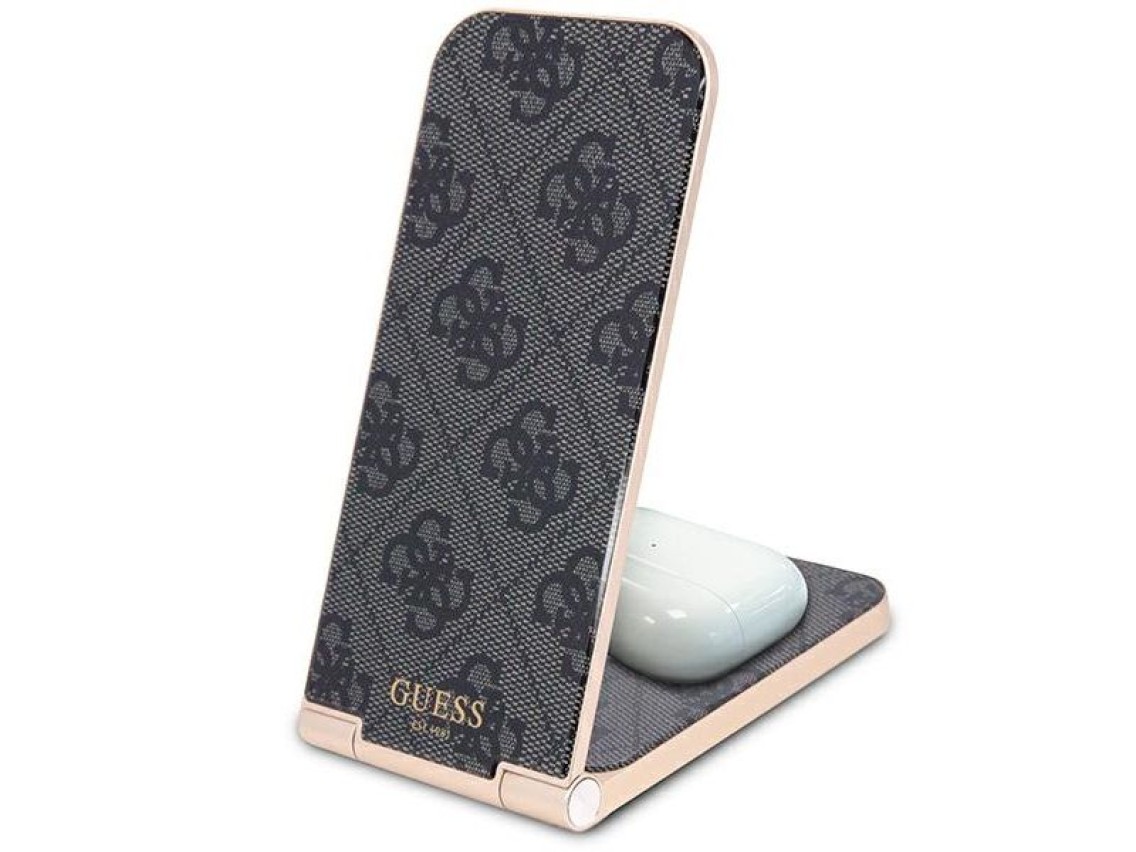 Guess 4G Pattern MagSafe foldable 2in1 15W inductive charger - black