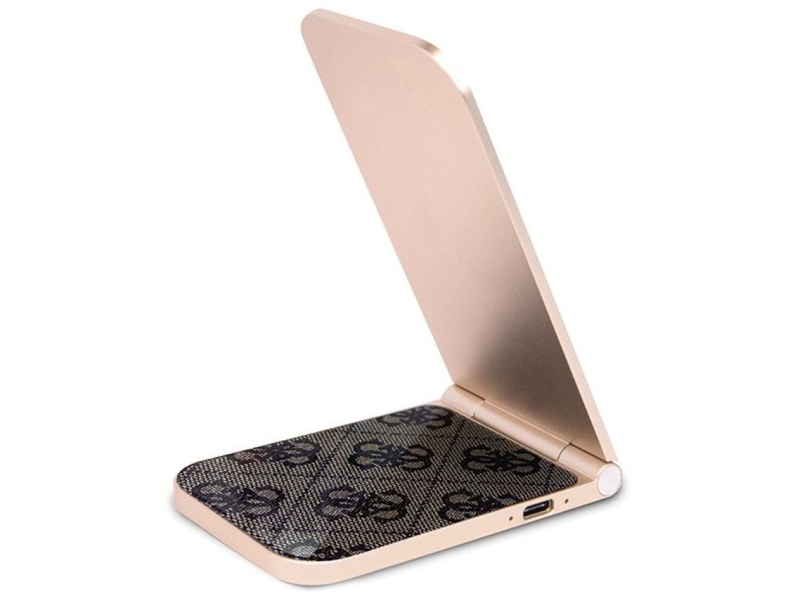 Guess 4G Pattern MagSafe foldable 2in1 15W inductive charger - brown