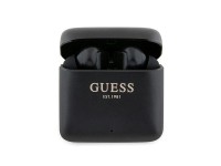 Fones de ouvido Bluetooth Guess GUTWSSU20ALEGK TWS + base de carregamento preto/preto com logotipo i
