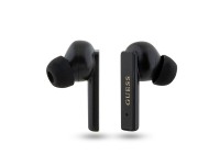 Fones de ouvido Bluetooth Guess GUTWSSU20ALEGK TWS + base de carregamento preto/preto com logotipo i