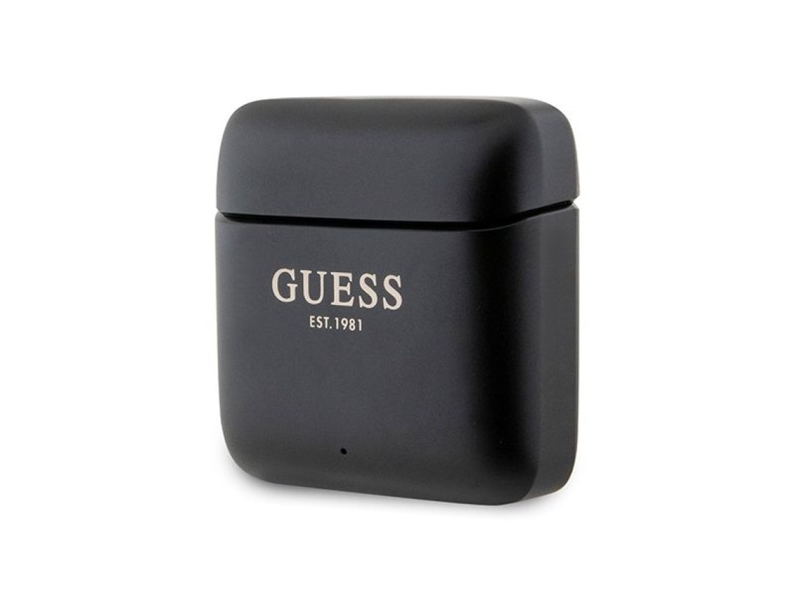 Fones de ouvido Bluetooth Guess GUTWSSU20ALEGK TWS + base de carregamento preto/preto com logotipo i
