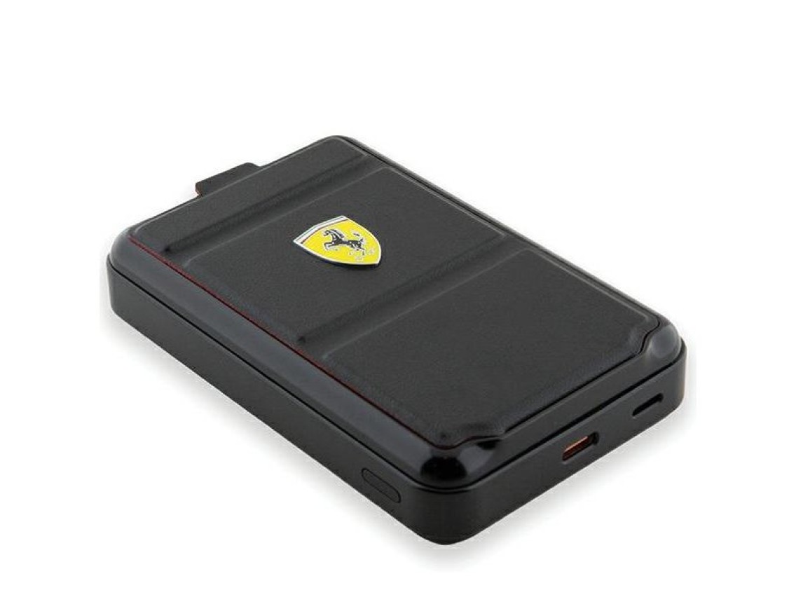 Powerbank Ferrari com logotipo metálico, MagSafe, indução, 15W, 10000 mAh com função de suporte - pr
