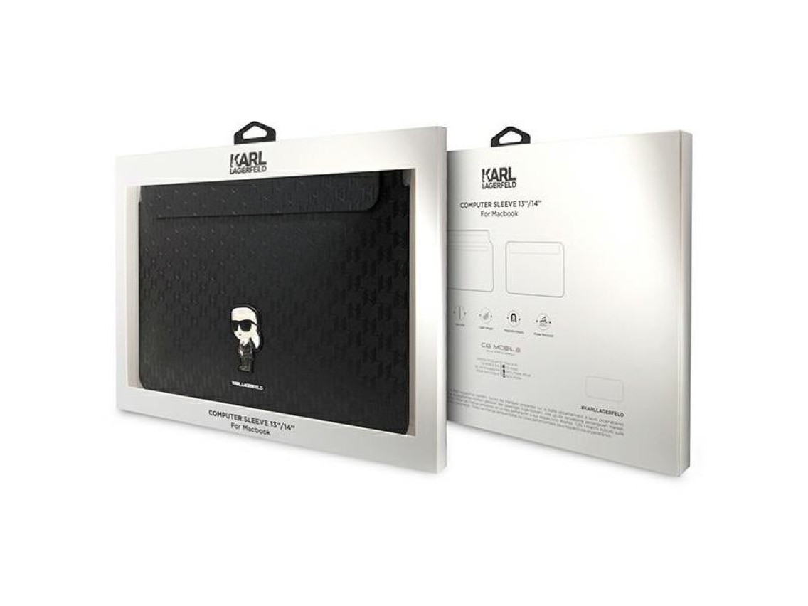 Karl Lagerfeld Saffiano Monogram Ikonik case for a 14" laptop - black