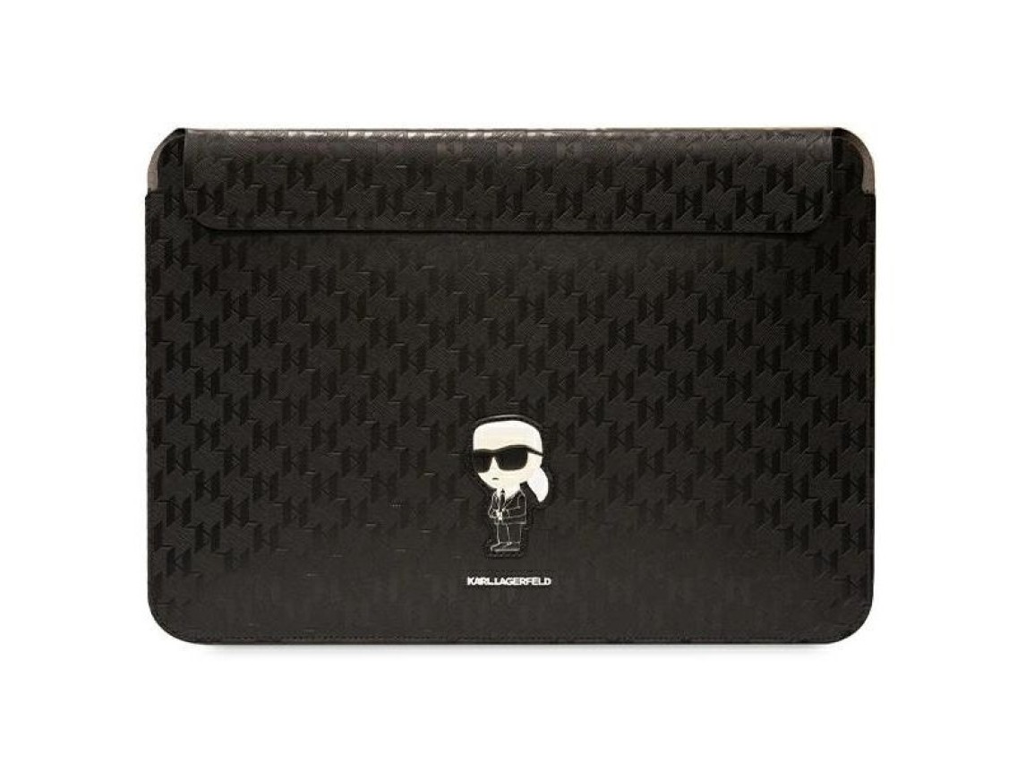 Capa Karl Lagerfeld Saffiano Monogram Ikonik para laptop de 16" - preta