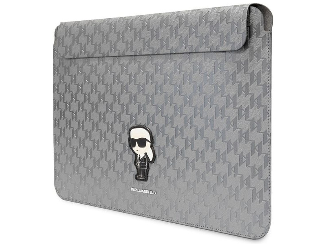 Capa Karl Lagerfeld Saffiano Monogram Ikonik para laptop de 14" - prata