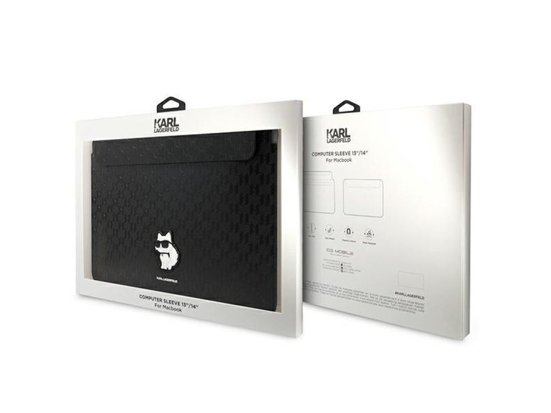 Capa Karl Lagerfeld Saffiano Monogram Choupette para laptop de 14" - preta
