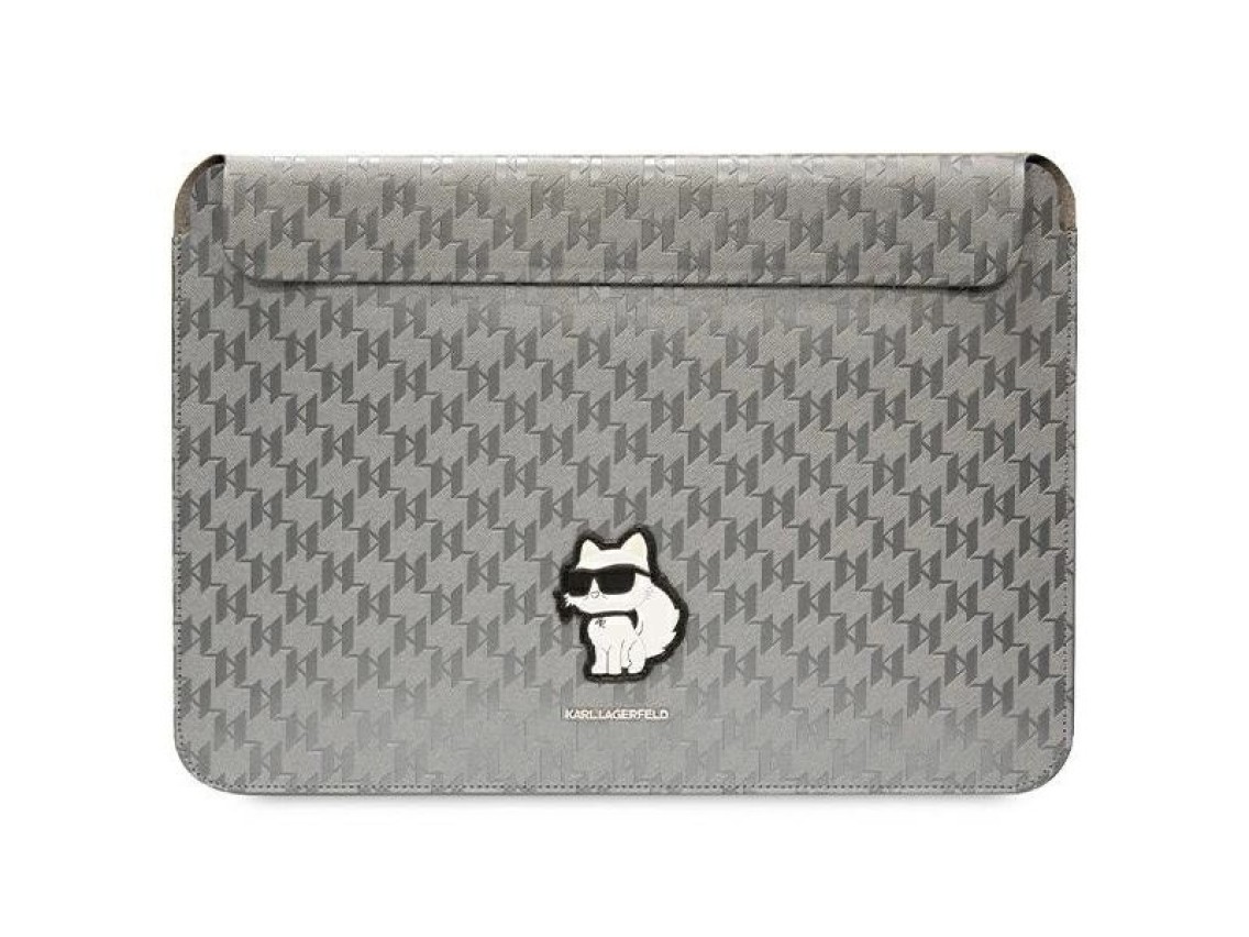 Funda Karl Lagerfeld Saffiano Monogram Choupette para portátil de 14" - plateada