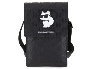 Bolso Karl Lagerfeld Case KLWBSAKHPCK - Monograma Choupette de cuero Saffiano negro