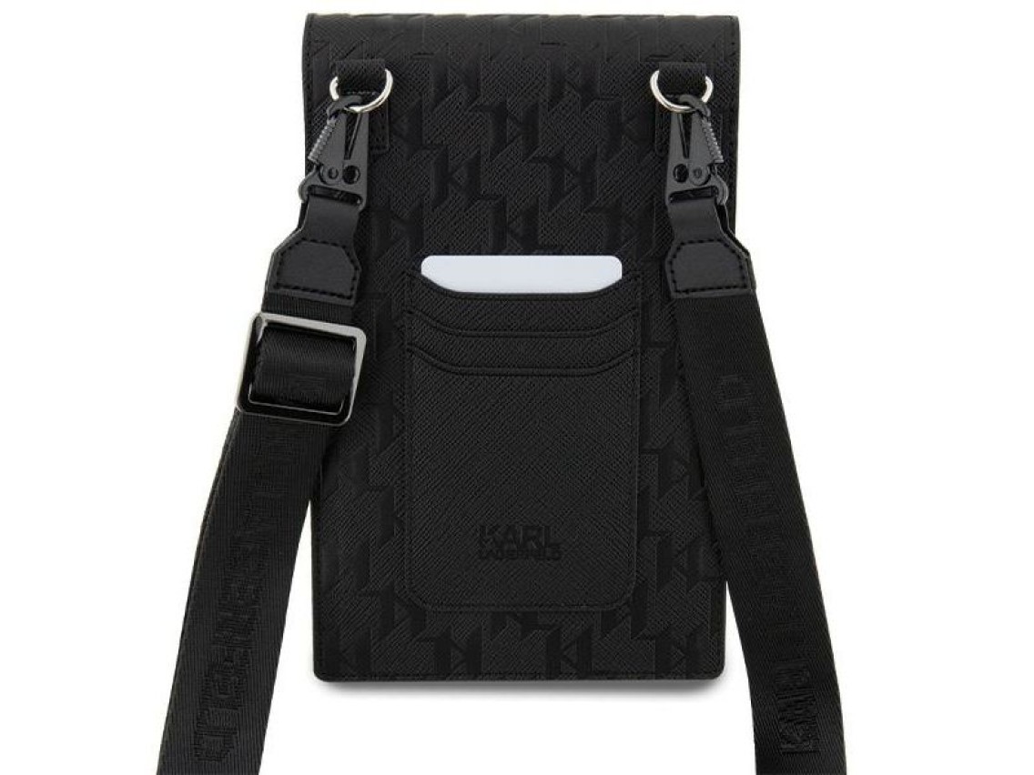Bolsa Karl Lagerfeld Case KLWBSAKHPCK - Monograma Choupette em Saffiano Preto