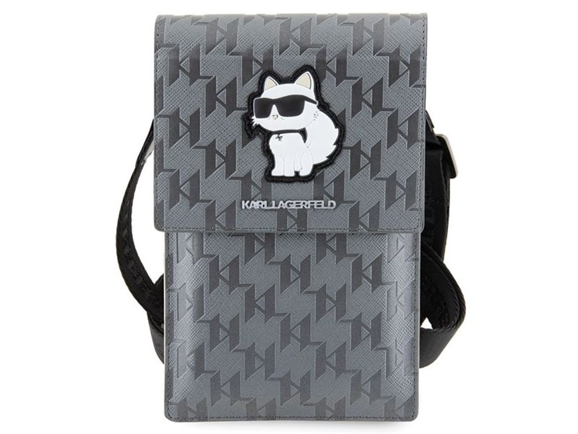 Bolsa Karl Lagerfeld Case KLWBSAKHPCG - Monograma Choupette em Saffiano Prateado