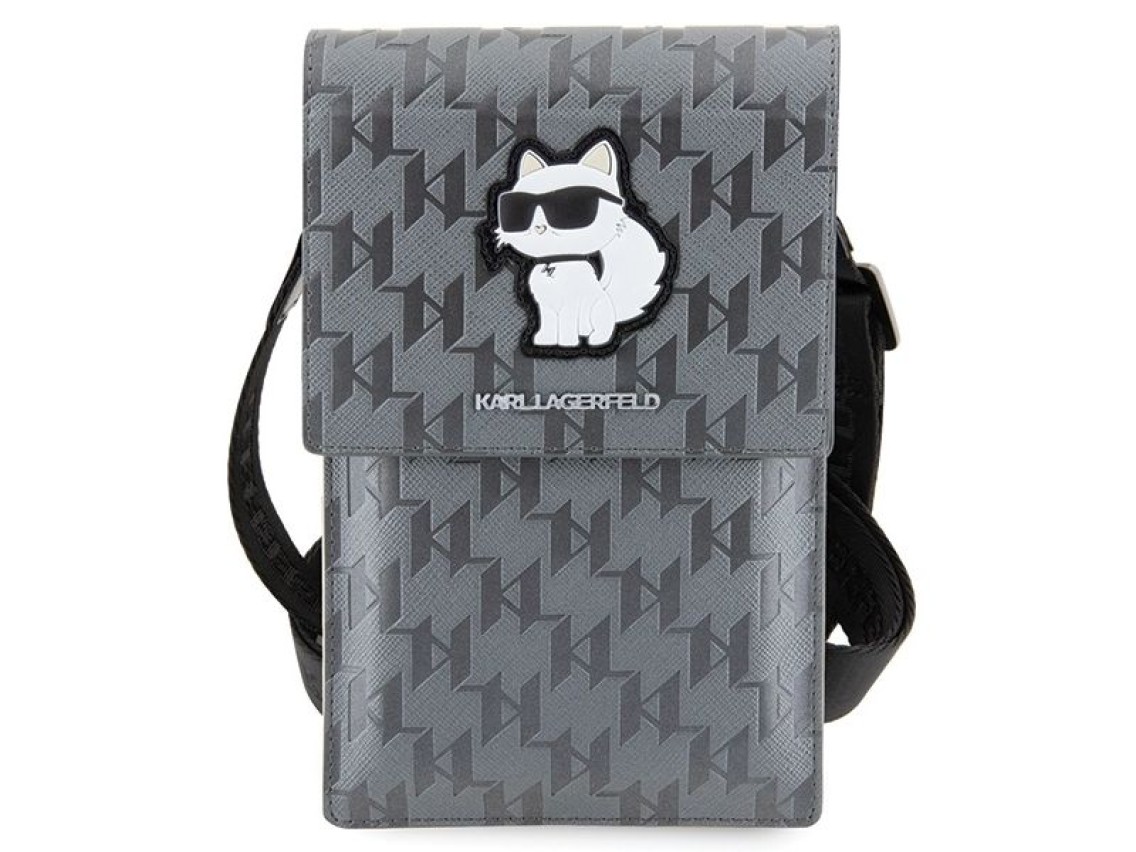 Bolsa Karl Lagerfeld Case KLWBSAKHPCG - Monograma Choupette em Saffiano Prateado