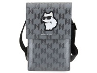 Bolsa Karl Lagerfeld Case KLWBSAKHPCG - Monograma Choupette em Saffiano Prateado Bolsa Karl Lagerfeld Case KLWBSAKHPCG - Monograma Choupette em Saffiano Prateado