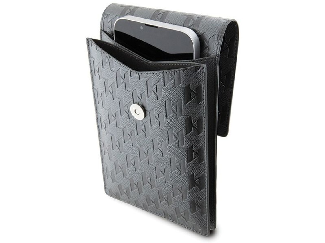 Bolsa Karl Lagerfeld Case KLWBSAKHPCG - Monograma Choupette em Saffiano Prateado