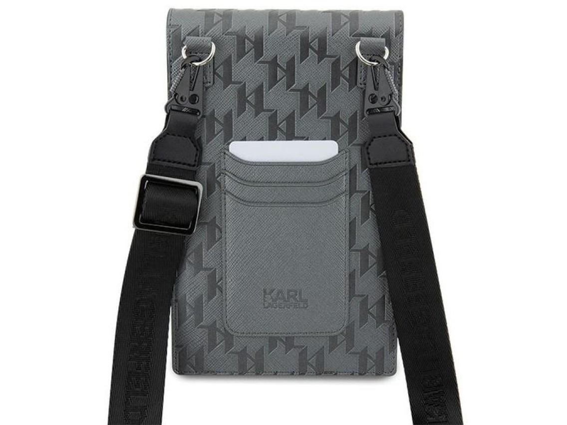 Bolsa Karl Lagerfeld Case KLWBSAKHPCG - Monograma Choupette em Saffiano Prateado